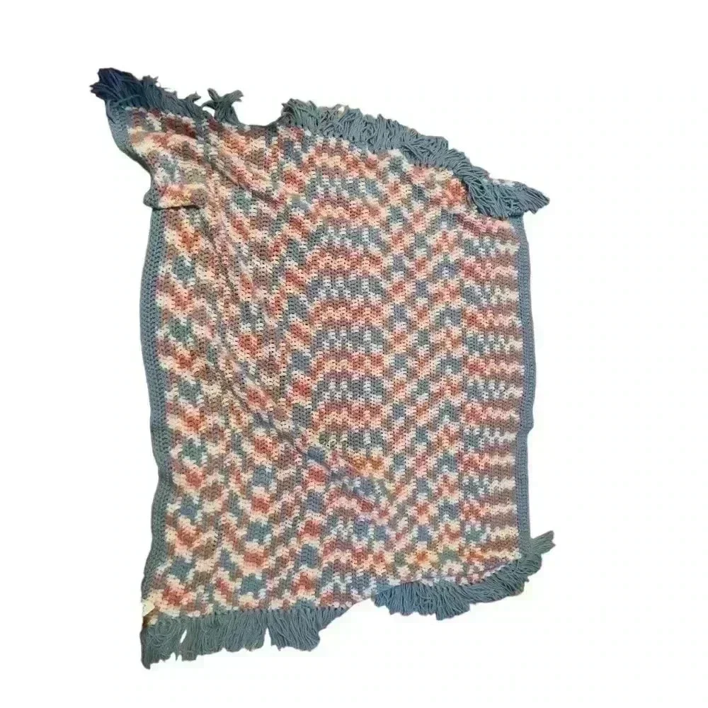 Handmade Throw Blanket Pink Blue White Mauve Brand New